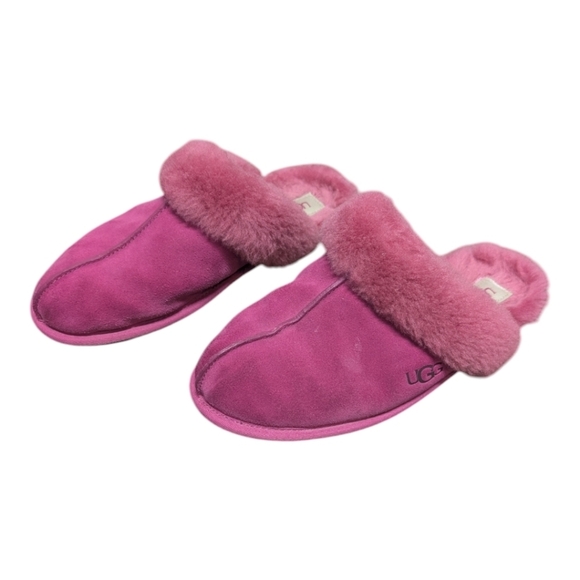UGG (Size 10) Scuffette II Suede Sheepskin Slippers Pink Feminine Cozy - Picture 1 of 7